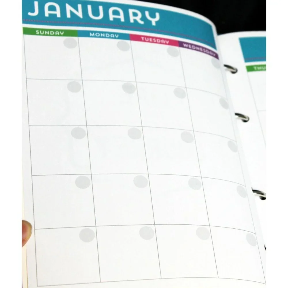 Recollections Fitness and Nutrition Planner Rainbow Colored 4 Ring Calendar Note